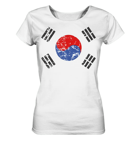 Flagge Washed | Damen Organic T-Shirt - Gomawo Korea - Damen - Südkorea - Korea - Bekleidung - Clothing - K-Streetwear - K-Clothing - K-Vibes